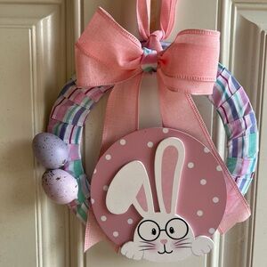 Easter Bunny  mini 8 inch Wreath with Pink Bow